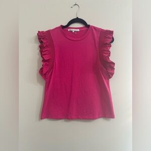 English Factory Fuchsia Ruffle Sleeve Blouse